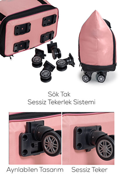 Bambus Home İki Körüklü Demonte Sessiz Tekerlekli Valiz/Çanta