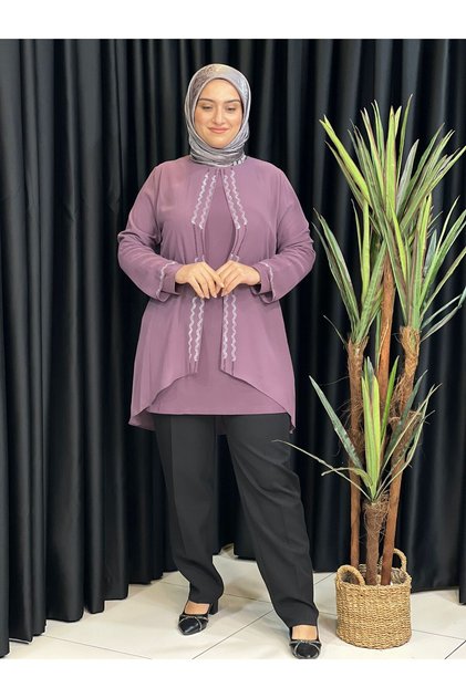Chiffon Tunic with Stones on the Front