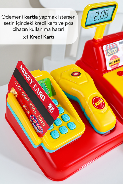 Meleni Toys 40 Parça Yazar Kasa Alışveriş Seti - Aksesuarlı Market