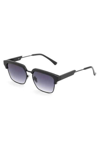Square Half Frame Design Black Frame Black Glass Women&Men Sunglasses