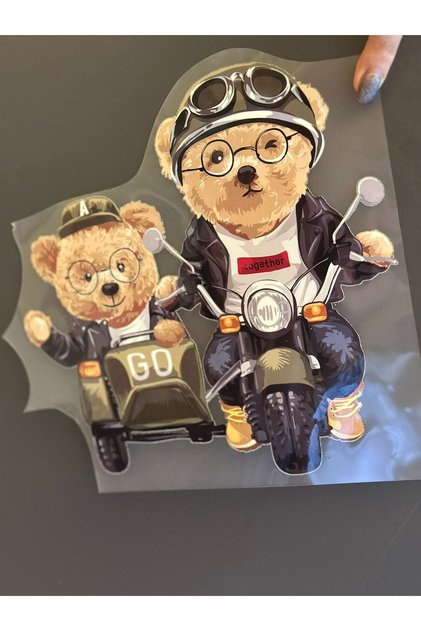Iron-On Design Motor Riding Bear Transfer Printing Arma 22X21 cm