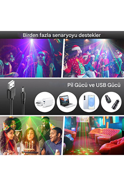 nextbuy Mini Rgb Disko Işık Dj Led Lazer Sahne Parti Projektörü