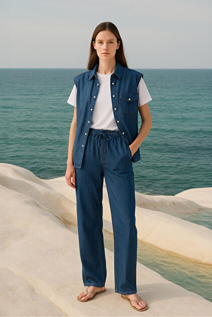 Touche Prive DENİM EFEKTLİ BOL PAÇA PANTOLON - Fiyatı, Yorumları