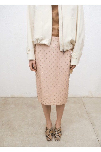Crystal Appliqued Midi Skirt
