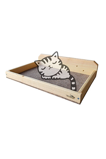 Duvara Monte Doğal Ahşap Kedi Yatağı Eko Tırmalama halı kaplamalı (8KG Kapasiteli)