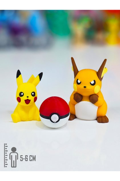 Pokemon Pikachu Evrim Figür Seti Pikachu, Raichu, Pokeball Figür Oyuncakları 5-6 Cm (3 Adet)