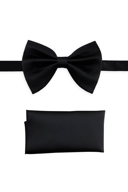 Black Bow Tie Hanky Set