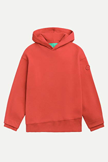 KAFT Erkek Fermuarlı Oversize Hoodie Sweatshirt - Zipoc - Coral