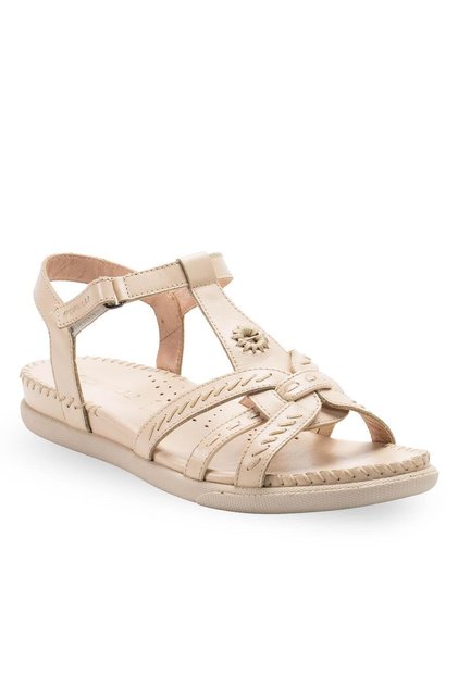 22309-G Lupın Beige Γυναικεία σανδάλια από γνήσιο δέρμα