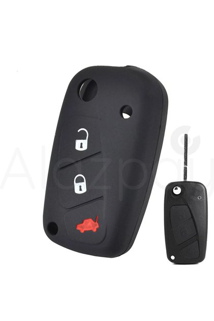 Fiat Compatible Fiorino, Iveco, Ducato, Doblo, Linea, Punto, Stilo, Flat Silicone Key Cover (Black)