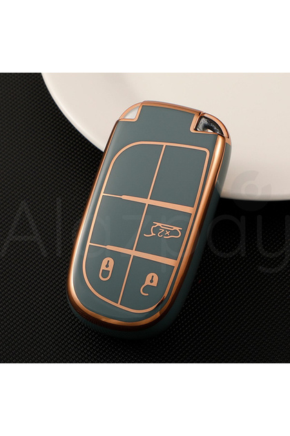 Fiat Jeep Compatible Egea 500X Grand Cherokee Wrangler Renegade Compass Gold Edge Tpu Key Case Cover (Blue)