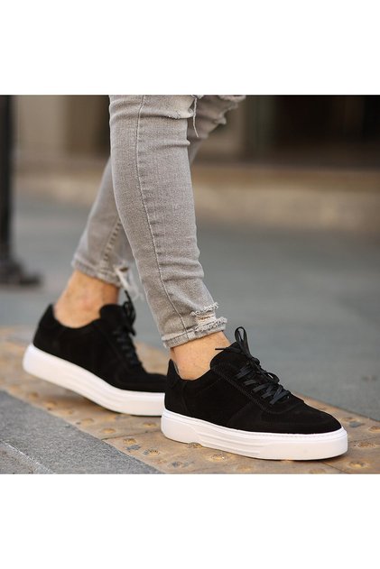 - Black Suede Leather Men's Casual Shoes 101-7048-Gom228