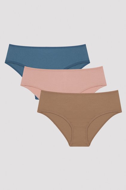 Çok Renkli Earth Tones 3lü Cover Slip Külot