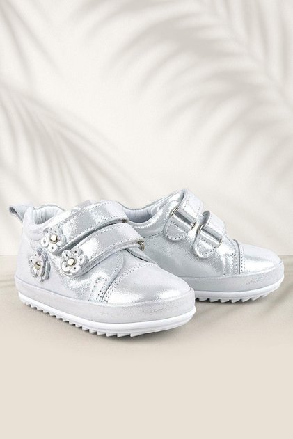 Limpo Genuine Leather Silver Anatomical Baby Girl First Step Shoes
