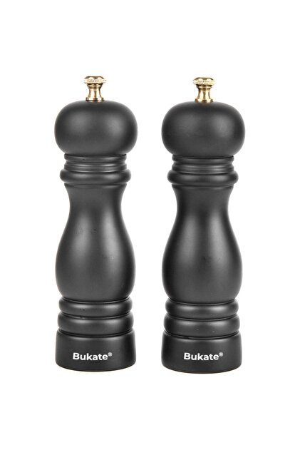 Set de 2 Rasnite pentru Sare si Piper din Lemn de Acacia Bukate®, cu Miez Ceramic, 17.5cm Inaltime