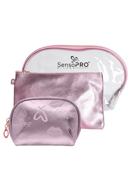 Portofel de călătorie transparent și roz, SensoPRO Liberty, set de 3 bucăți