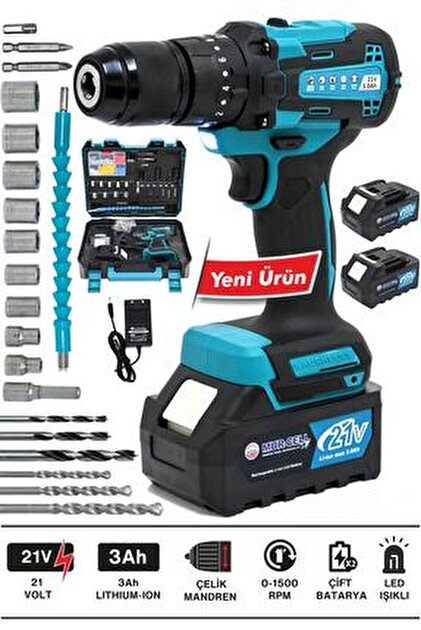 MÖDERE CELLPROOF 3セット Mur-Cell Mur-9013 16,8v Kömürsüz Motor Çelik Mandren 36 Parça