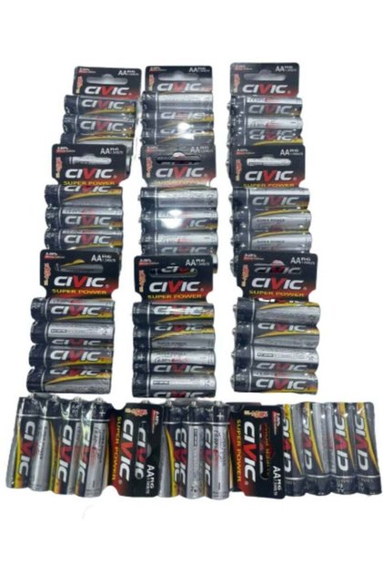 Civic AA Batteries, 48 pieces, 1.5 volts
