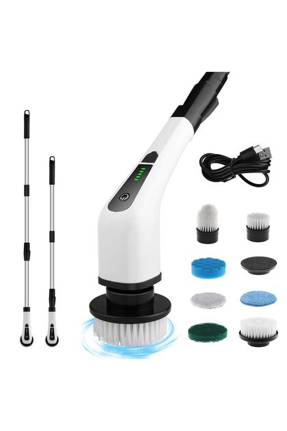 Electric Spin Scrubber with Adjustable Extension Handle – Cordless Power Cleaning Brush