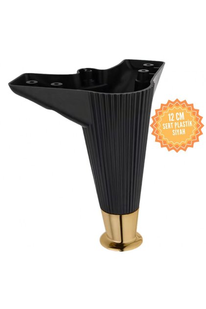Nefes Siyah 12 Cm Plastik Mobilya Ayağı, Lüks Metal Mobilya Ayak, Koltuk, Dolap, Şifonyer Ayak