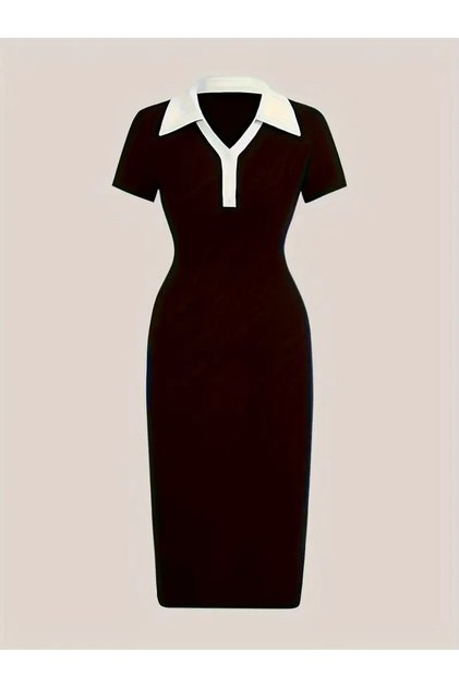 Women's Polo Neck Trend 100% Cotton Combed Dress