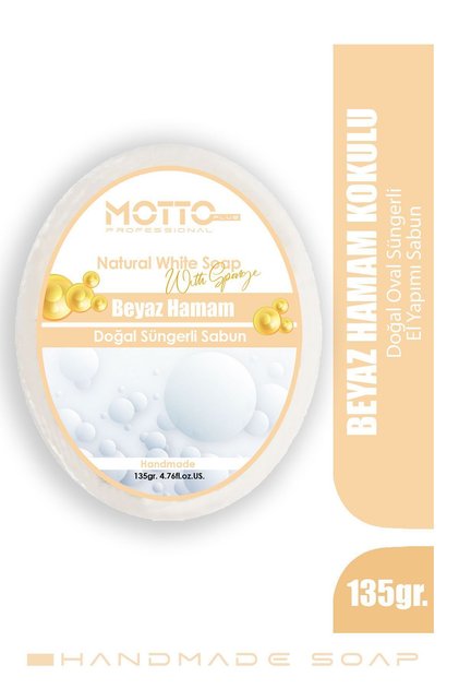 White Soap Scented Natural Oval Bath Sponge Soap 135 Gr.