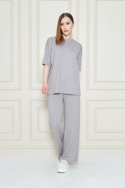 Women's Plain Oversize Modal Fabric Short Sleeve Tracksuit Set