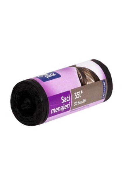 Sac Menajer Hdpe Negru 35 L, 50 Buc (Ropack)