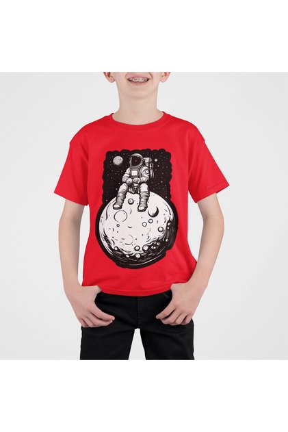 100% Cotton Children's -Astronaut3 - Transfer Printed Round Neck Short Sleeve T-Shirt