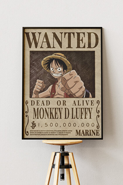Anime Marketi One Piece Wanted Tasarımlı Çerçevesiz Poster 33x48
