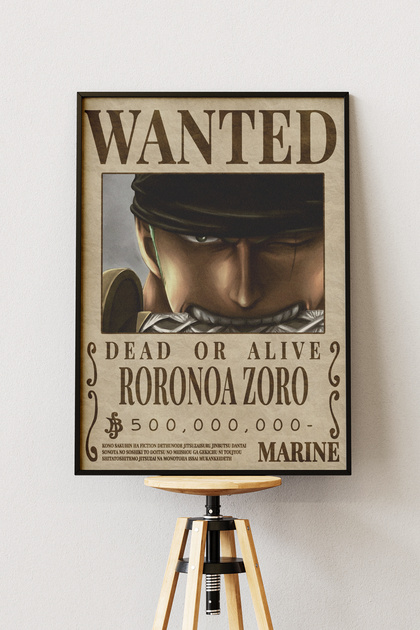 Anime Marketi One Piece Wanted Tasarımlı Çerçevesiz Poster 33x48