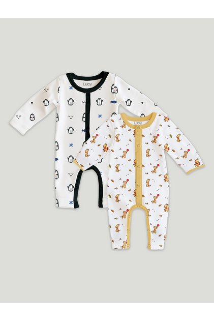 100% Cotton Full Sleeves Printed Baby Romper,Bodysuit for Baby Girls & Baby Boy (PO2)