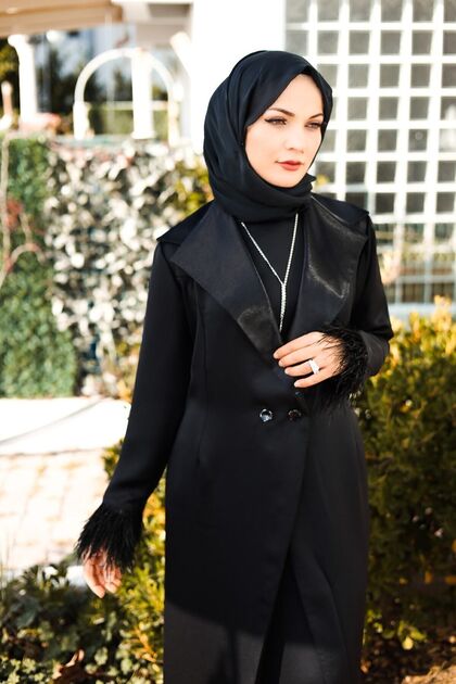 Siyah İpek Krep Abaya (Sadece Abaya)