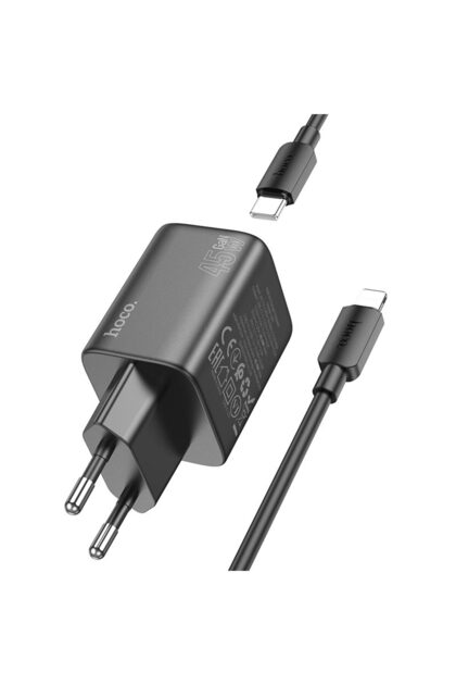 Φορτιστής τοίχου με διπλή θύρα Type-C, 45W, βύσμα ΕΕ, σετ με καλώδιο Type-C σε USB μήκους 1μ.
