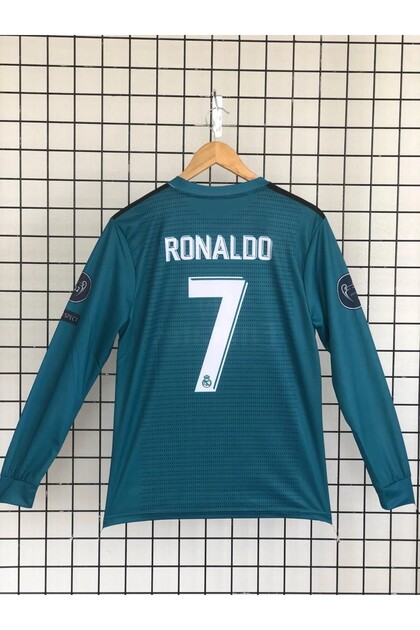 yenteks Long Sleeve Ronaldo Turquoise 2018 Real. Madrid. Champions