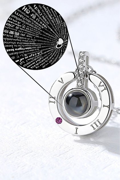 I love you in 100 languages women's steel necklace with stone eck47