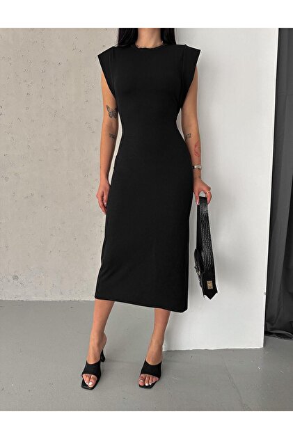 Rochie de seară neagră căptușită 781