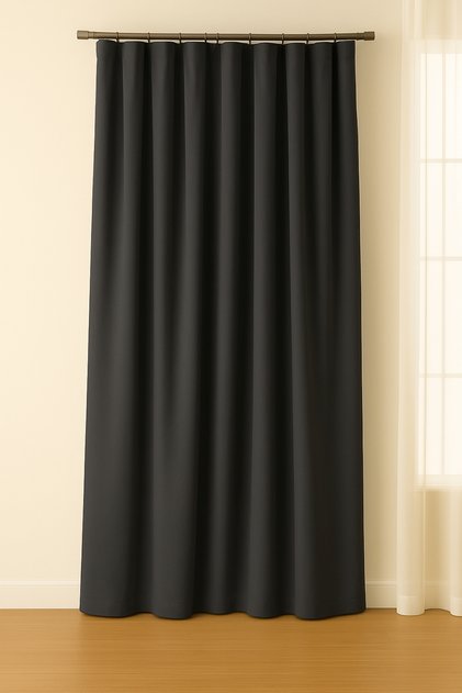 Luna Series Velvet Textured Pleatless Background Curtain - Anthracite