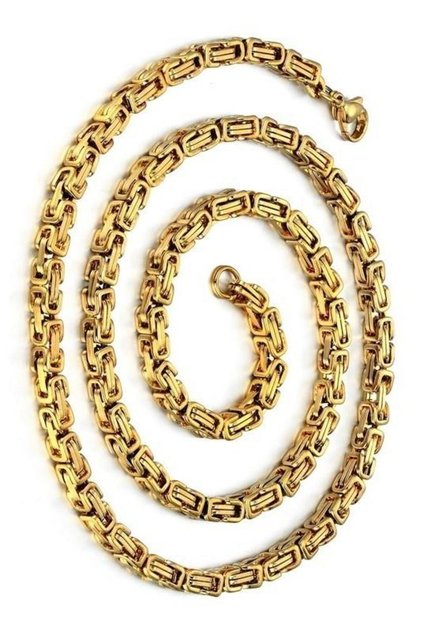 Yellow Gold Color Men's Steel King Chain Necklace Gift for Lover Ck11
