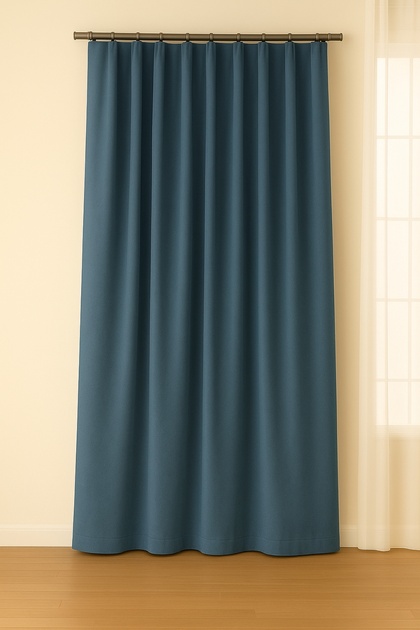 Luna Series Velvet Textured Pleatless Background Curtain - Indigo