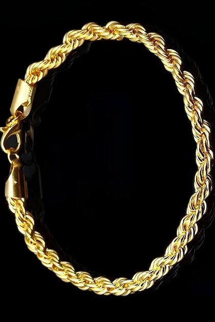Thick Yellow Rope Twisted Men's Steel Bracelet 4mm eck28b