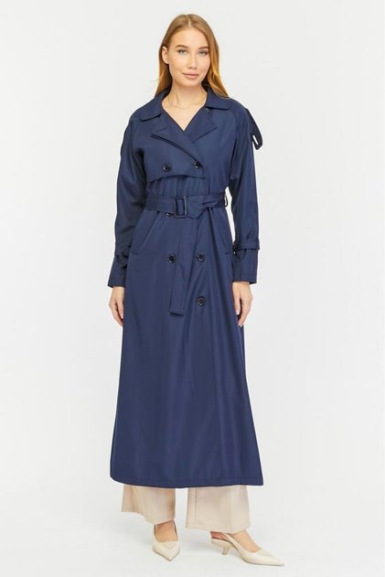 Reglan Sleeve Seasonal Lined Full Length Women's Trench Coat, Cap