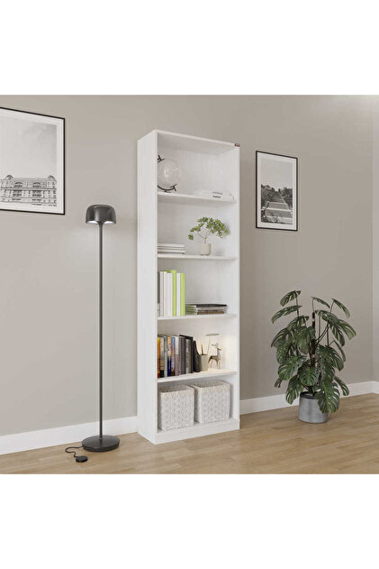 Adore Mobilya Modern 5 Raflı Kitaplık - Beyaz 64x182x26 cm