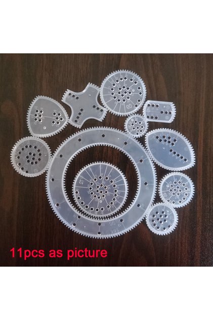 11pcs per set Funny Spirograph Drawing Toys Set Interlocking Gears & Wheels Geometric Ruler Drawing