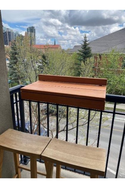 Doğal Ahşap Balkon Bar Masası – 40x120 Cm | Askı Aparatlı | Özel Ölçü Seçeneği |