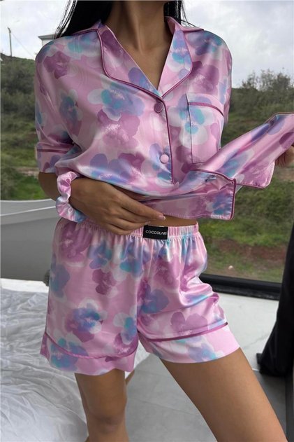 Colori Del Mondo Satin Short Pajama Set Cdm2261