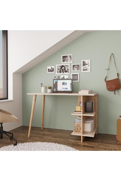 S6110 Violet Çalışma Masası Kumtaşı Sepet Ders Bilgisayar Ofis Masası Raflı Sade Şık Tasarım