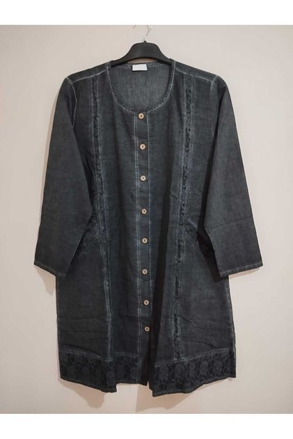 autentična, 100% čista Pamuk, stonewashed, Bez likre, dugih rukava, 2 Sa džepovima, Čipka komada tunika