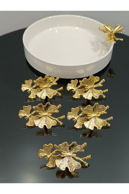 6-Piece Butterfly Accessory Glass and Porcelain Holder Compatible with All Serving Presentation Plates