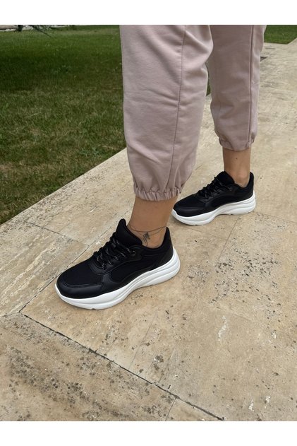 Mila Breathable Lace-Up Sneaker Black Sports Shoes